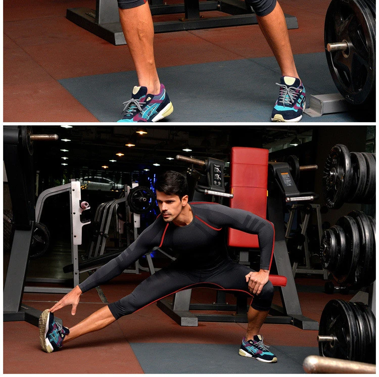 wholesale Summer style base layer skin fitness bodybuilding calf-length men's compression pants for gym training