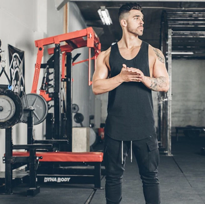 Mens Tank Top gym Bodybuilding Vest Clothes sleeveless shirts male