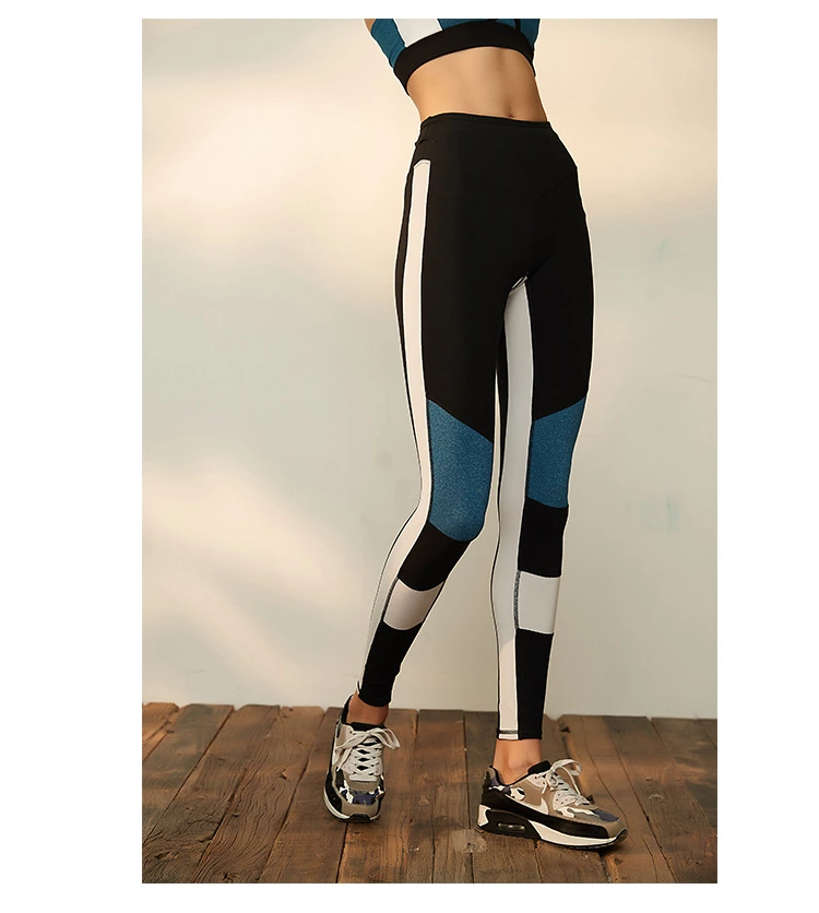 Women High Waist Splicing Nylon Spandex Fitness Leggings