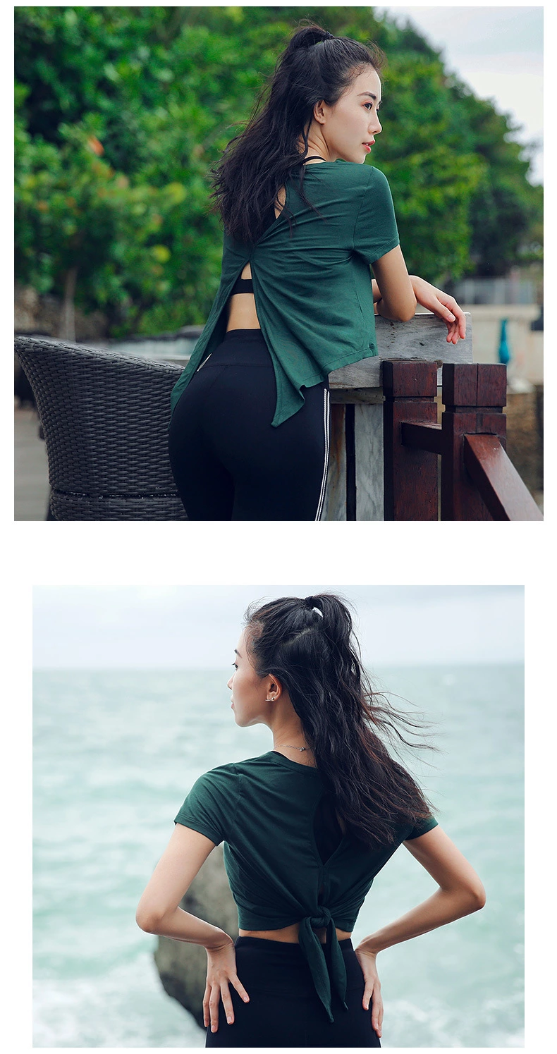New yoga clothes sexy yoga tops running t shirt for women