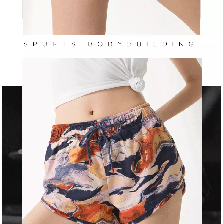 Anti-walking fitness fast dry breathable sports pants pure color casual yoga shorts women