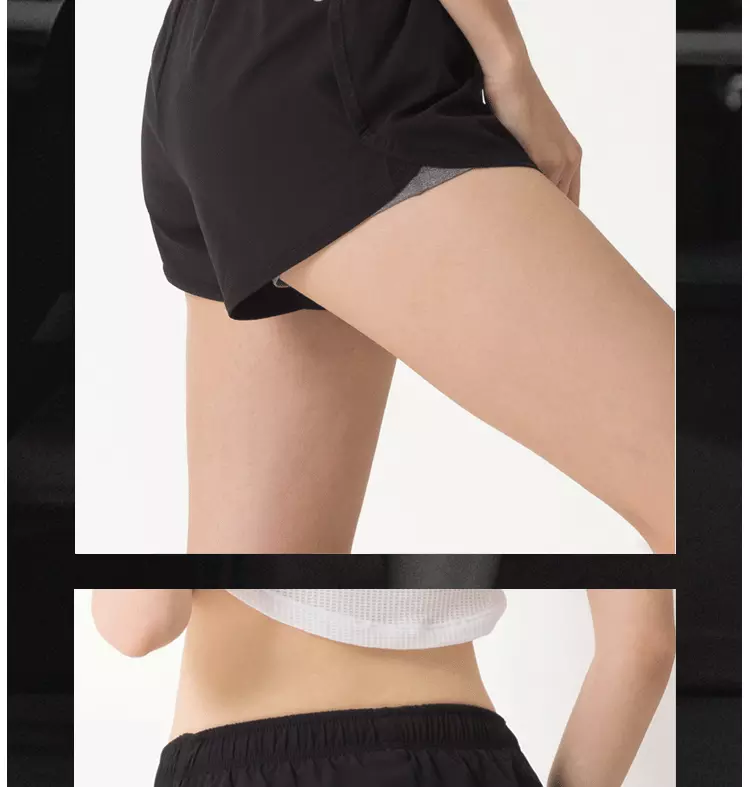 Anti-walking fitness fast dry breathable sports pants pure color casual yoga shorts women