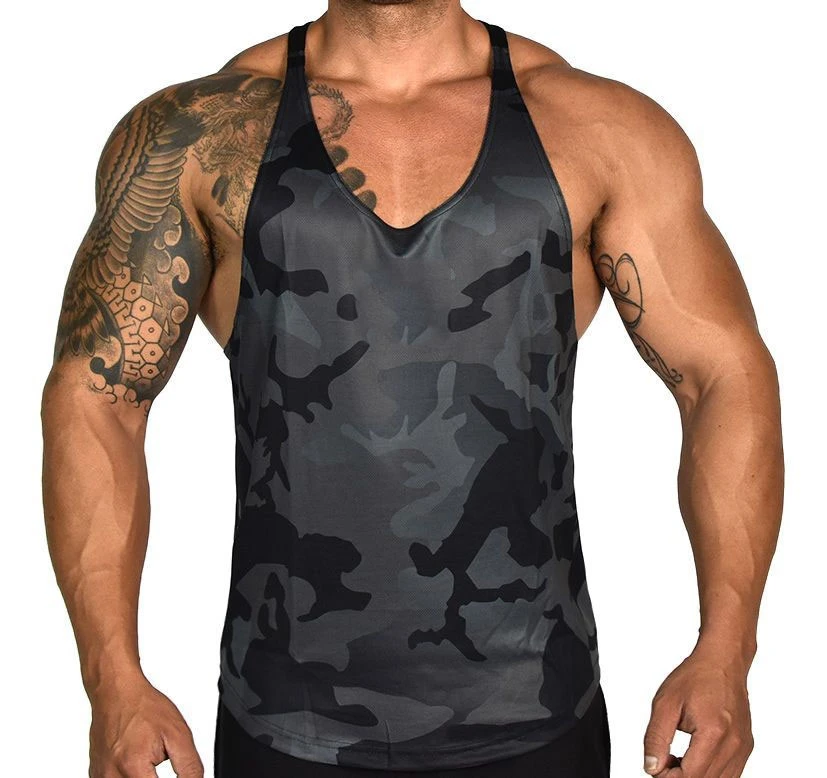 sport sleeveless vest for men camouflage workout quick dry breathable T-shirt
