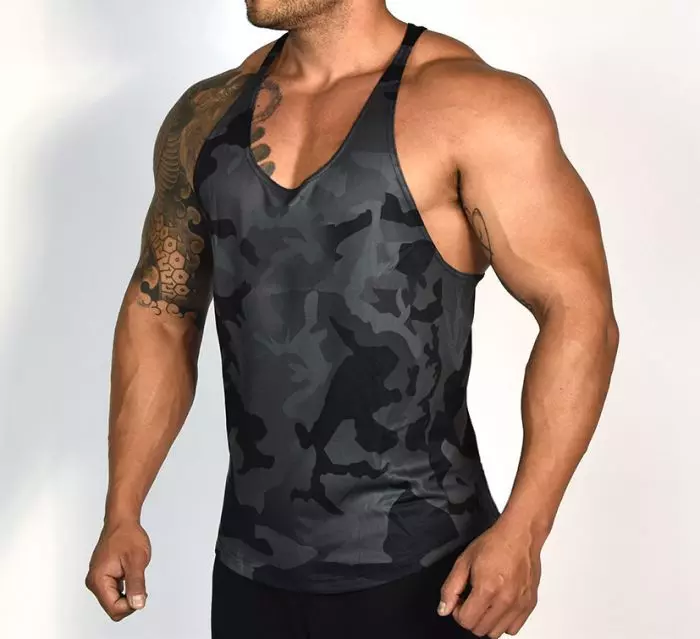 sport sleeveless vest for men camouflage workout quick dry breathable T-shirt