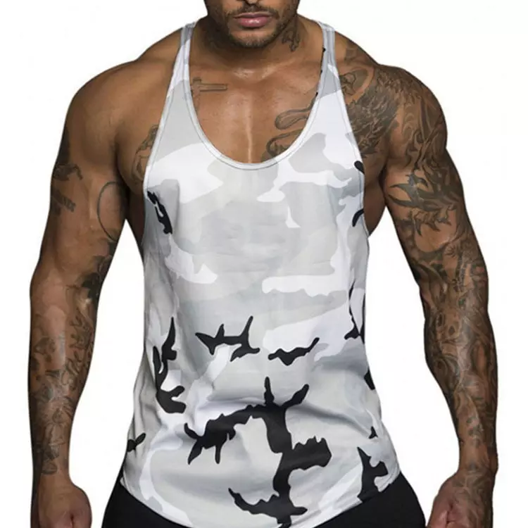 sport sleeveless vest for men camouflage workout quick dry breathable T-shirt