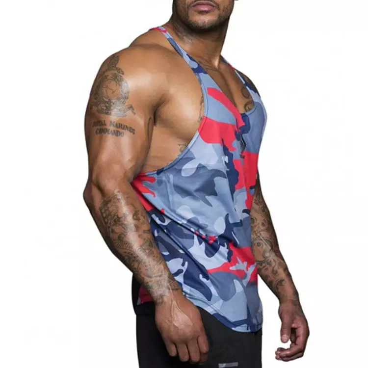 sport sleeveless vest for men camouflage workout quick dry breathable T-shirt