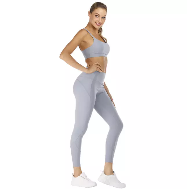 Custom Women Athletic Workout grey yoga set, high quality wholesale cheap yoga set@