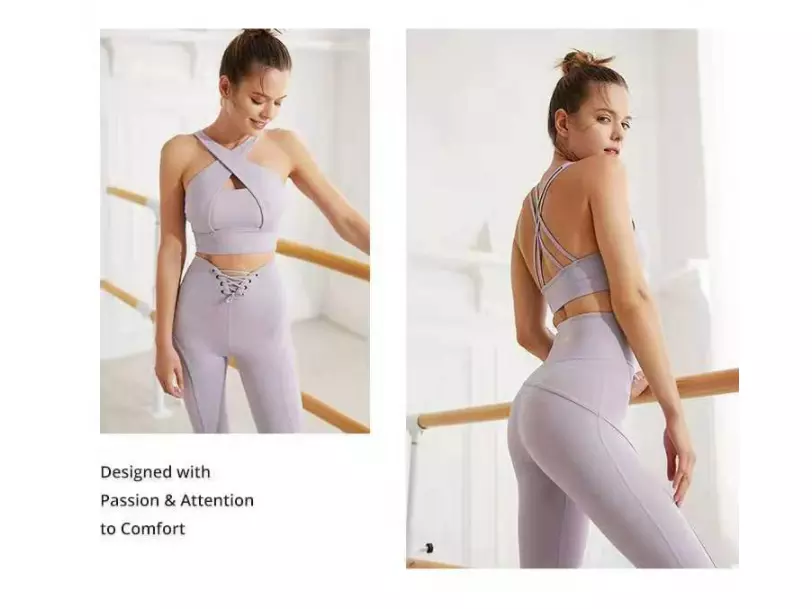 Ladies Stretchy Gradient seamless leggings and bra set, New Women's High Elasticity sexx leggings photo