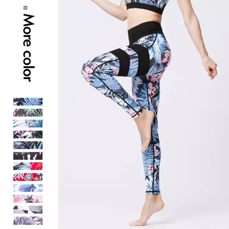 OEM Customized 2019 Printed Tropical Floral Paisley feather Leggings 3D Print leggings for women