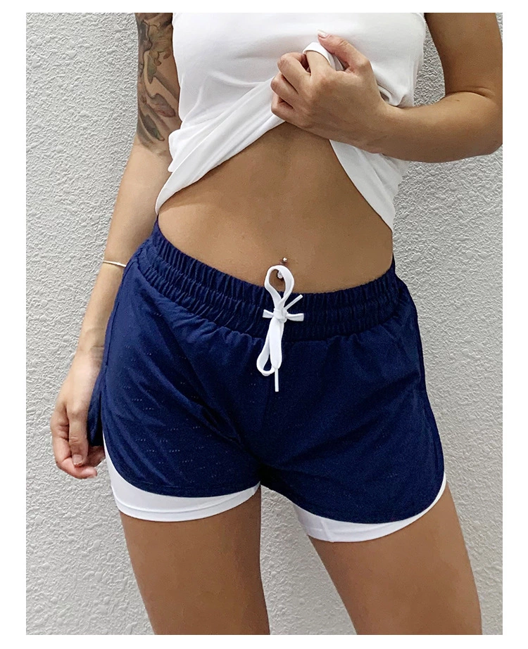 product-750-923 Wholesale Women Double-Layer Yoga Shorts Custom Crane Spandex Girls Gym Booty Shorts Quick-Dry Casual Running Sports Shorts