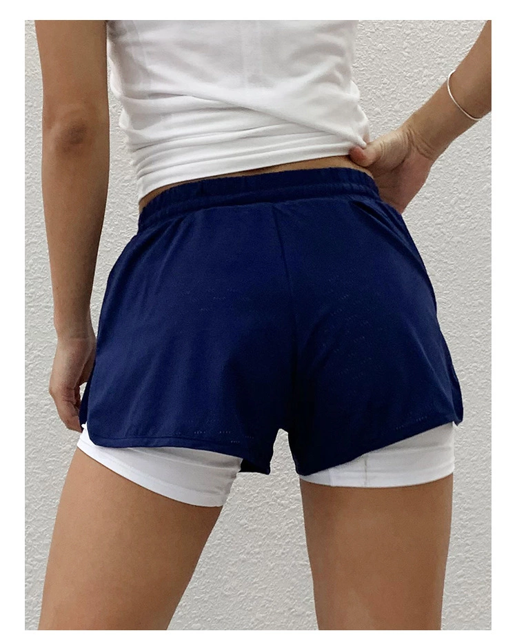 product-750-931 Wholesale Women Double-Layer Yoga Shorts Custom Crane Spandex Girls Gym Booty Shorts Quick-Dry Casual Running Sports Shorts