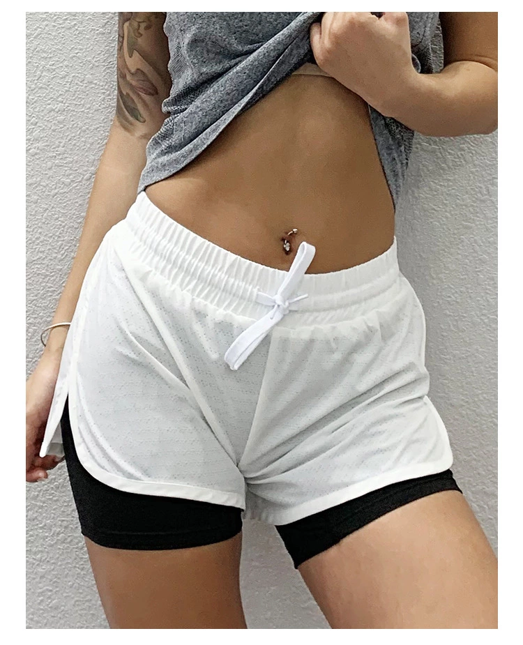 product-750-925 Wholesale Women Double-Layer Yoga Shorts Custom Crane Spandex Girls Gym Booty Shorts Quick-Dry Casual Running Sports Shorts