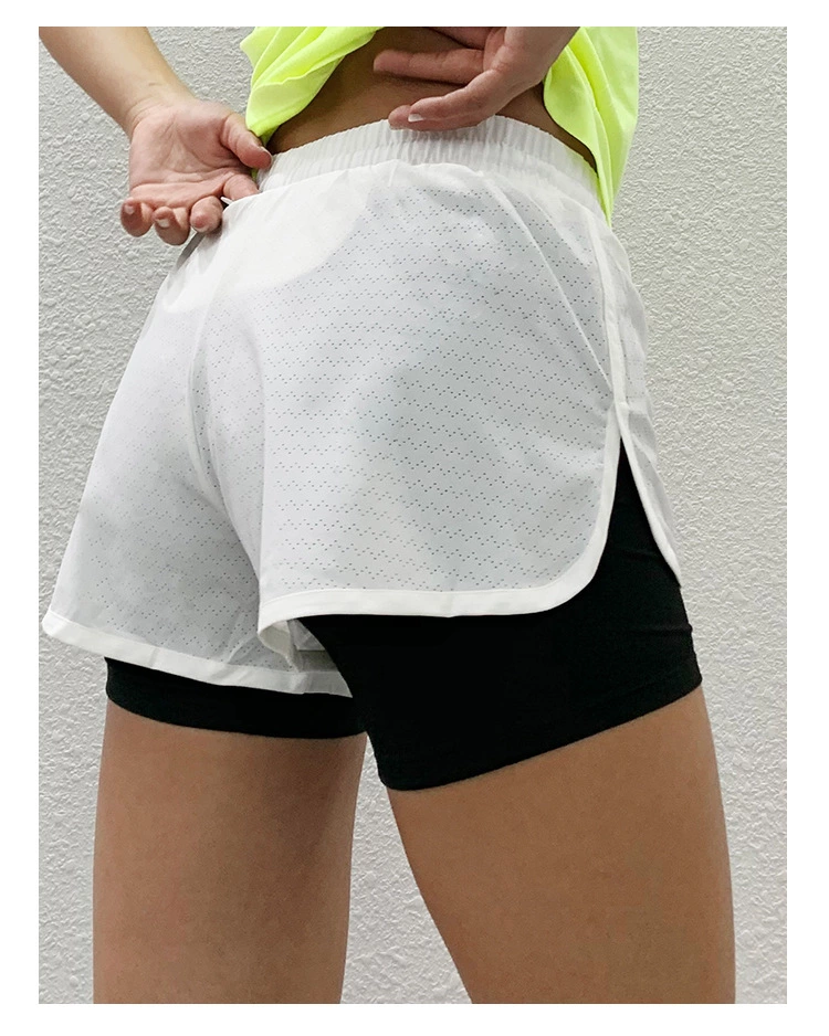 product-750-938 Wholesale Women Double-Layer Yoga Shorts Custom Crane Spandex Girls Gym Booty Shorts Quick-Dry Casual Running Sports Shorts