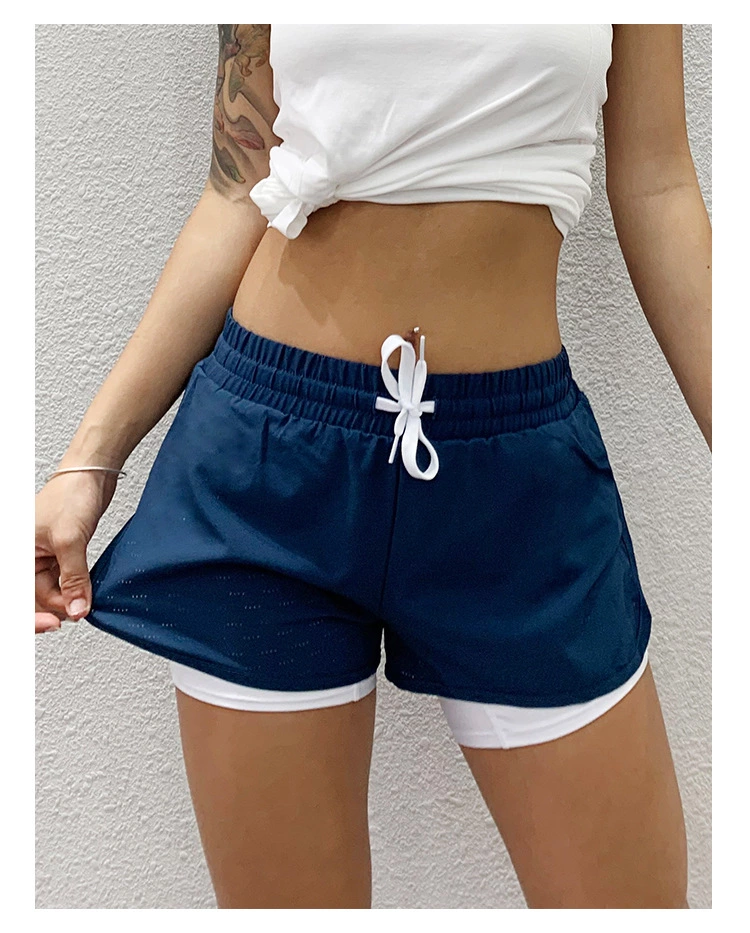 product-750-933 Wholesale Women Double-Layer Yoga Shorts Custom Crane Spandex Girls Gym Booty Shorts Quick-Dry Casual Running Sports Shorts
