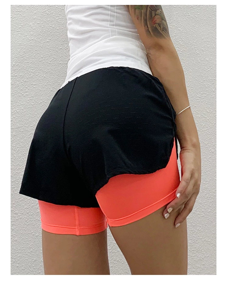product-750-934 Wholesale Women Double-Layer Yoga Shorts Custom Crane Spandex Girls Gym Booty Shorts Quick-Dry Casual Running Sports Shorts
