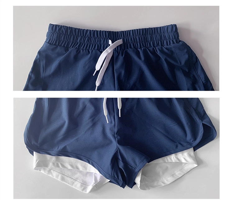 product-749-642 Wholesale Women Double-Layer Yoga Shorts Custom Crane Spandex Girls Gym Booty Shorts Quick-Dry Casual Running Sports Shorts