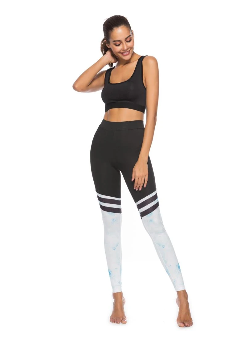 Black And White Printed Women's Yoga Running Fitness Tight Sport Leggings