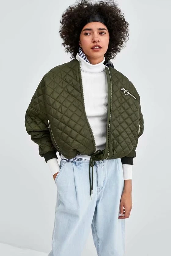 Casual Checkered Winter Jacket Womens
