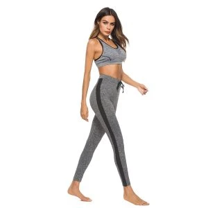 Gray Gradient Stripe Elastic Band Leggings