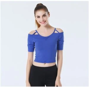 Fitted blue Off The Shoulder Top