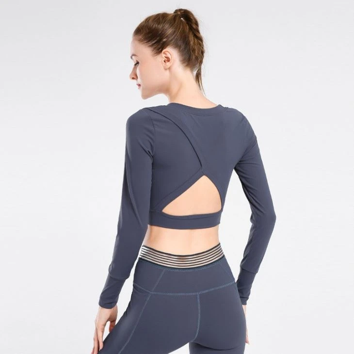 Sexy Yoga Shirts Women Long Sleeve Running T-Shirt Irregular Back Gym Crop Tops For Sports T Shirts Sexy Yoga Shirts Women Long Sleeve Running T-Shirt Irregular Back Gym Crop Tops For Sports T Shirts