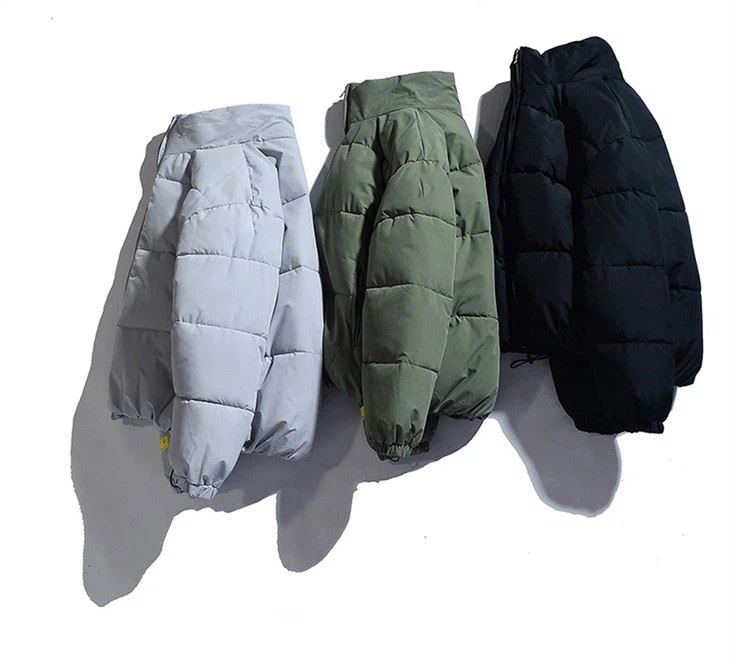Custom Nylon Winter Black Bomber Puffer Men Jacket