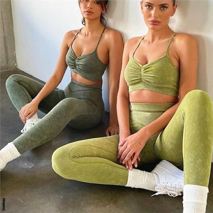 Seamless Ribbed Sport Wear 6PC Yoga Outfit Workout Set