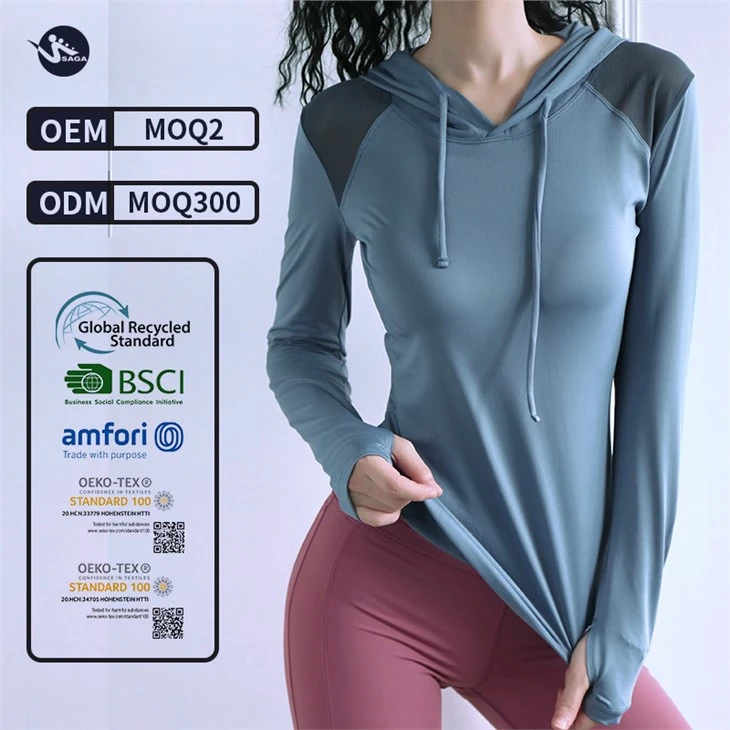 85% Polyester 15% Spandex Custom Womens Breathable Compression Athletic Long Sleeve Workout Shirt