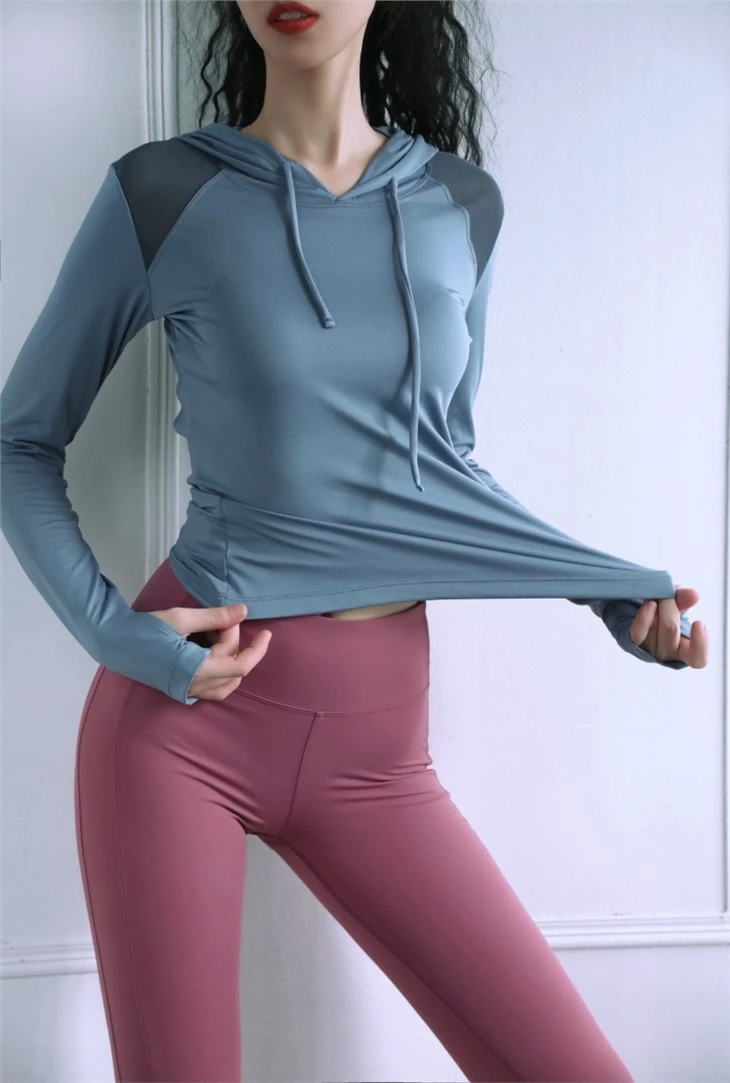 85% Polyester 15% Spandex Custom Womens Breathable Compression Athletic Long Sleeve Workout Shirt