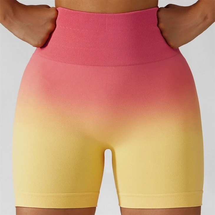 Gradient Seamless Yoga Shorts Breathable Tight Sports Shorts Women'S High Waist Elastic Hip Lift Fitness Pants Gradient Seamless Yoga Shorts Breathable Tight Sports Shorts Women'S High Waist Elastic Hip Lift Fitness Pants