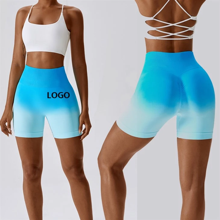 Gradient Seamless Yoga Shorts Breathable Tight Sports Shorts Women'S High Waist Elastic Hip Lift Fitness Pants Gradient Seamless Yoga Shorts Breathable Tight Sports Shorts Women'S High Waist Elastic Hip Lift Fitness Pants