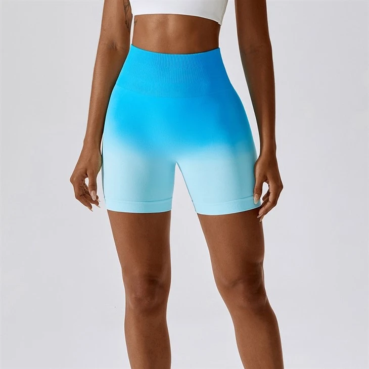Gradient Seamless Yoga Shorts Breathable Tight Sports Shorts Women'S High Waist Elastic Hip Lift Fitness Pants Gradient Seamless Yoga Shorts Breathable Tight Sports Shorts Women'S High Waist Elastic Hip Lift Fitness Pants