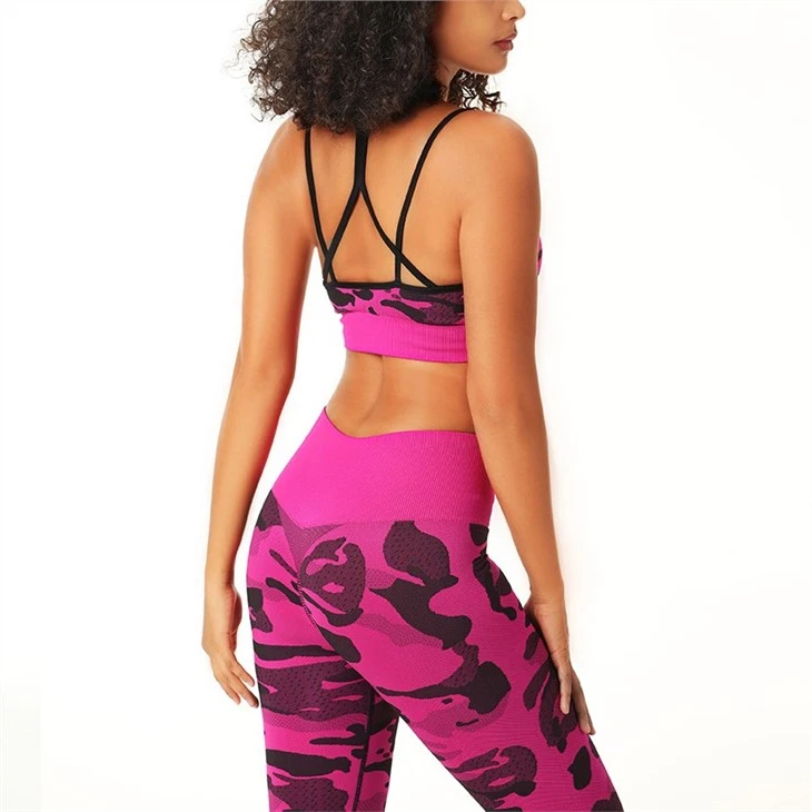 High Waist Seamless Yoga Pants Women Mesh Red Camouflage Fitness Pants Running Sports Tights
