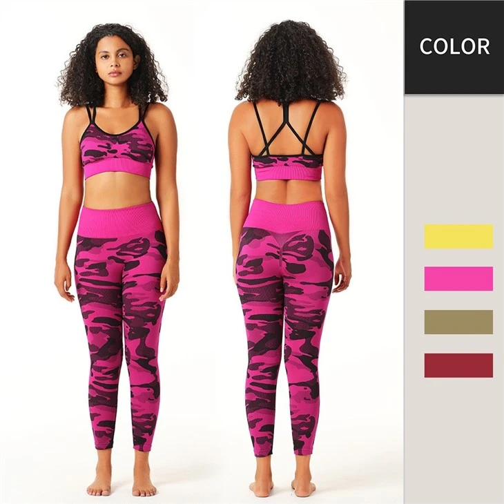High Waist Seamless Yoga Pants Women Mesh Red Camouflage Fitness Pants Running Sports Tights