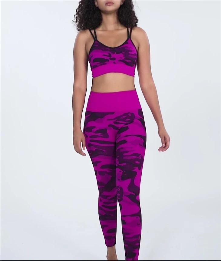 High Waist Seamless Yoga Pants Women Mesh Red Camouflage Fitness Pants Running Sports Tights