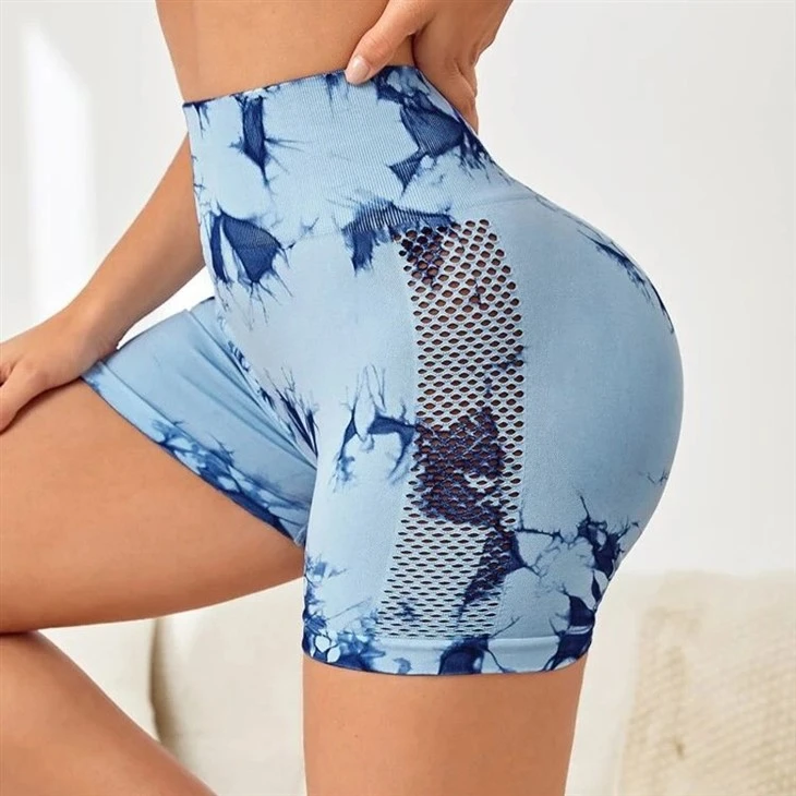Hot Sales Fitness Stretchy Waistband Tie Dye V Back Yoga Shorts For Women Hot Sales Fitness Stretchy Waistband Tie Dye V Back Yoga Shorts For Women