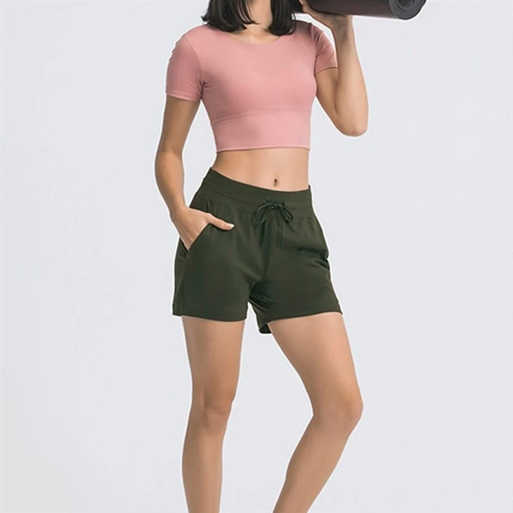 Premium Wholesale Custom Blank Ribbed Waist Pockets Short Pants Cotton Shorts For Women Premium Wholesale Custom Blank Ribbed Waist Pockets Short Pants Cotton Shorts For Women