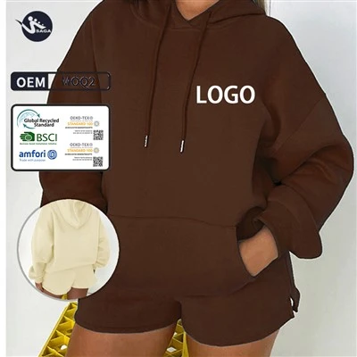 Custom Drawstring Hoodie Shorts Set