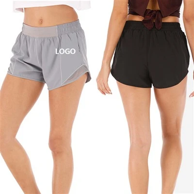 Fashion Women Wide Waistband Workout Gym Sports Shorts With Inner Shorts