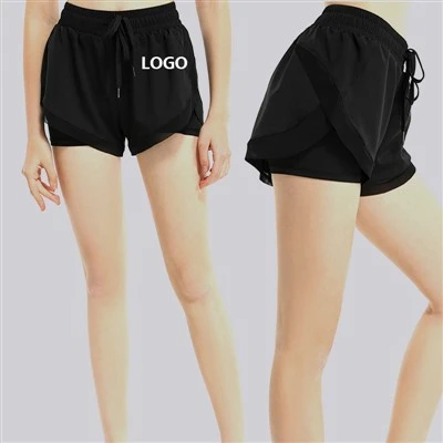 Summer Sportswear Sweat Wicking Fitness Two In One Custom Gym Shorts Women Mesh Shorts