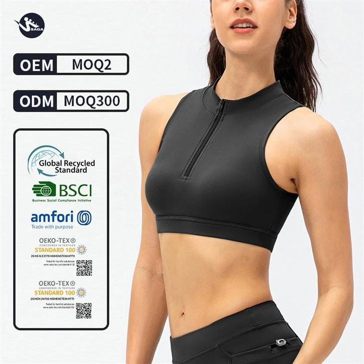 Women's Double Layer Front Zipper Sports Bra Vest Women's Double Layer Front Zipper Sports Bra Vest